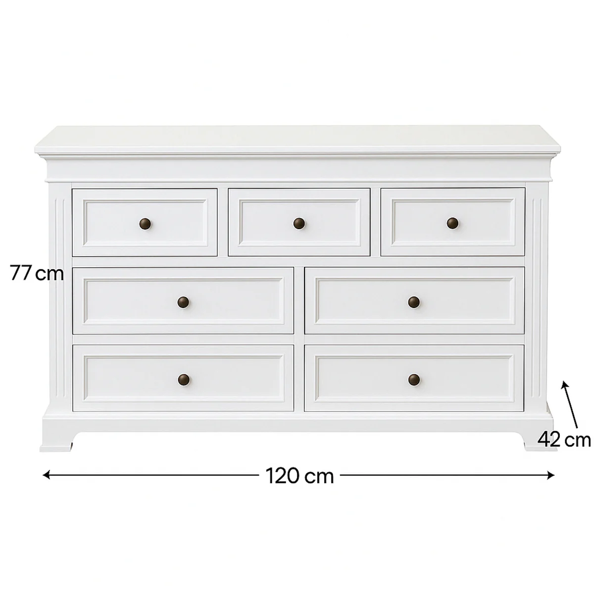 Large White 7 Drawer Chest of Drawers - Daventry White Range - Image 5
