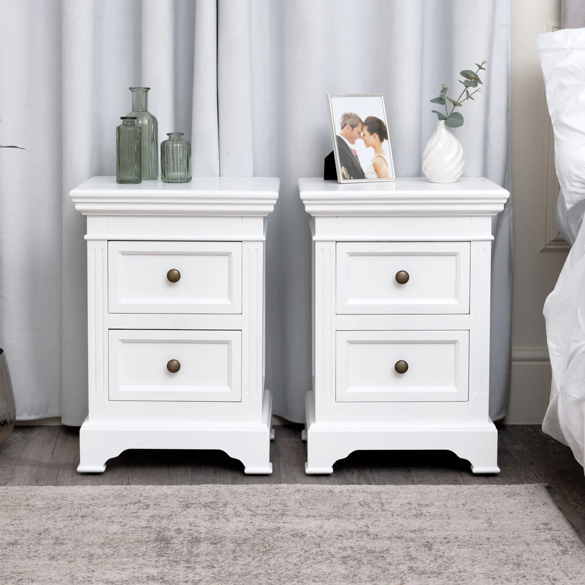 Large White 7 Drawer Chest of Drawers & Pair of Bedside Tables - Daventry White Range - Image 4