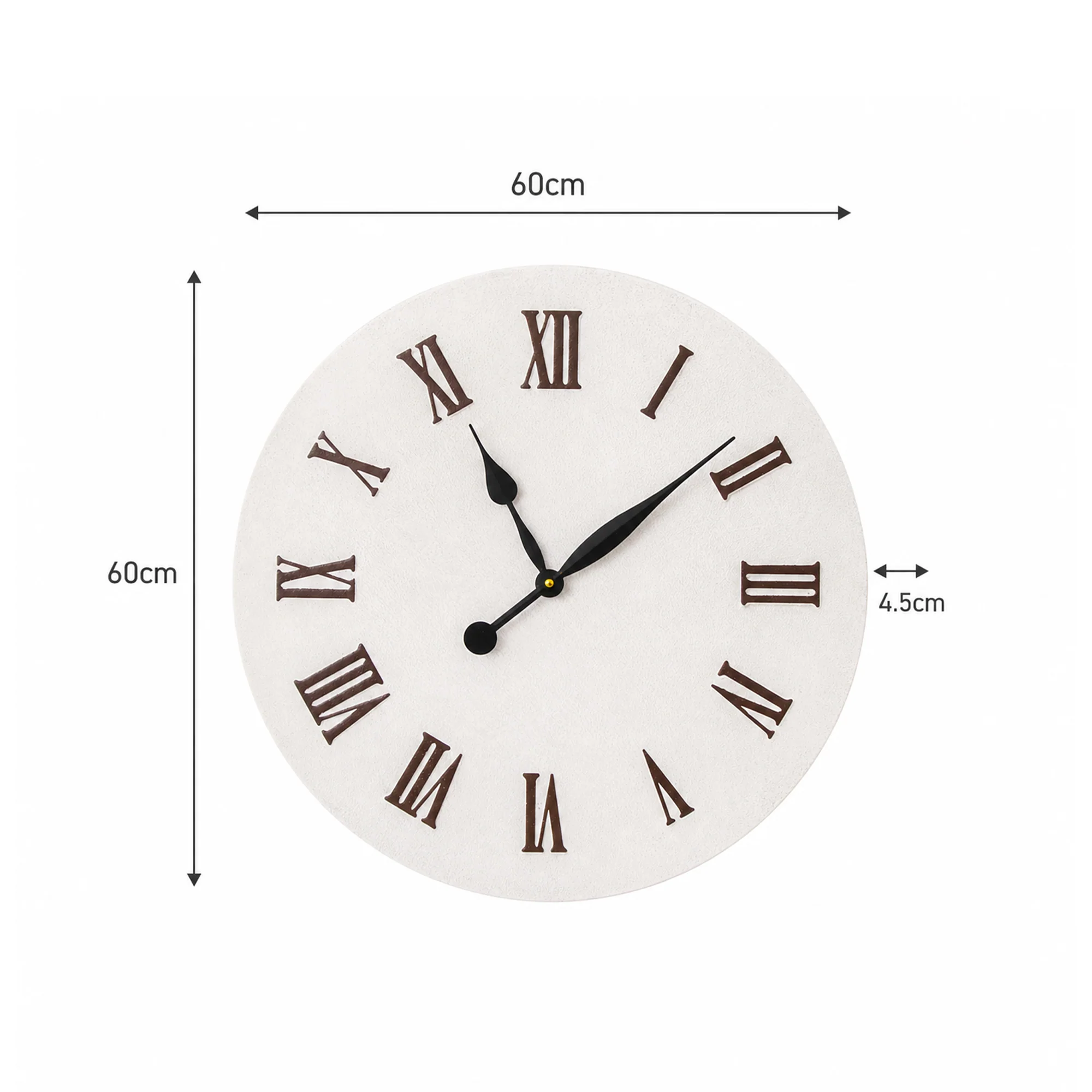 Large Metal White & Black Detailed Wall Clock - 60cm x 60cm - Image 5