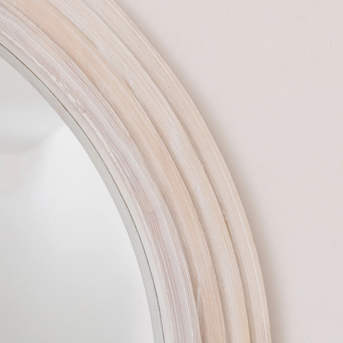 Large White Washed Wood Arched Wall Mirror - 90cm x 75cm - Image 2