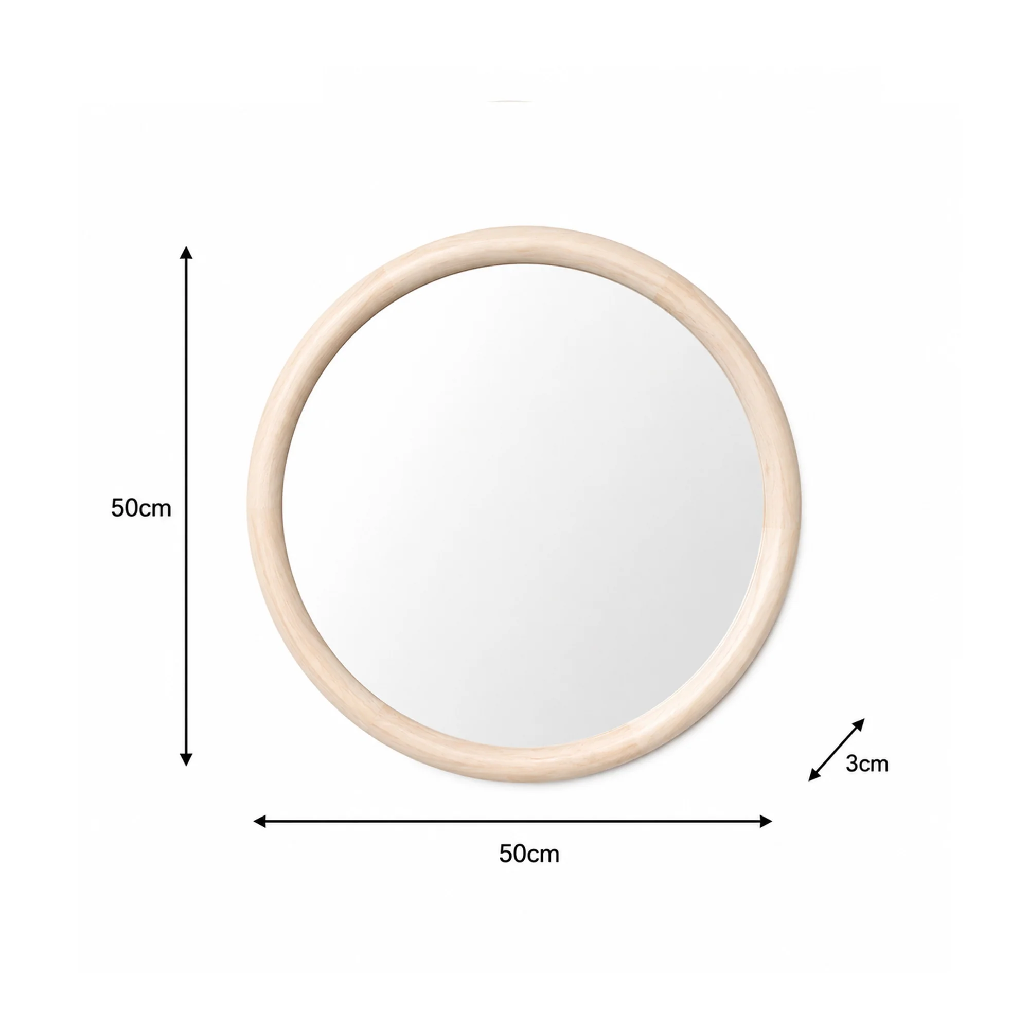 White Washed Wooden Round Wall Mirror - 50cm x 50cm - Image 8