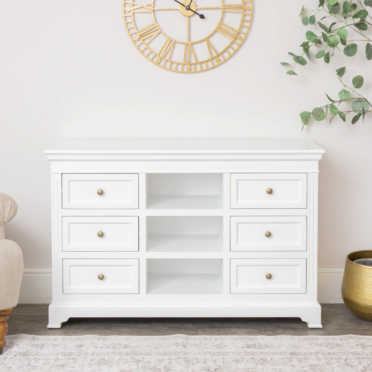 Large White Wooden Sideboard Cabinet - Daventry White Range - Image 7