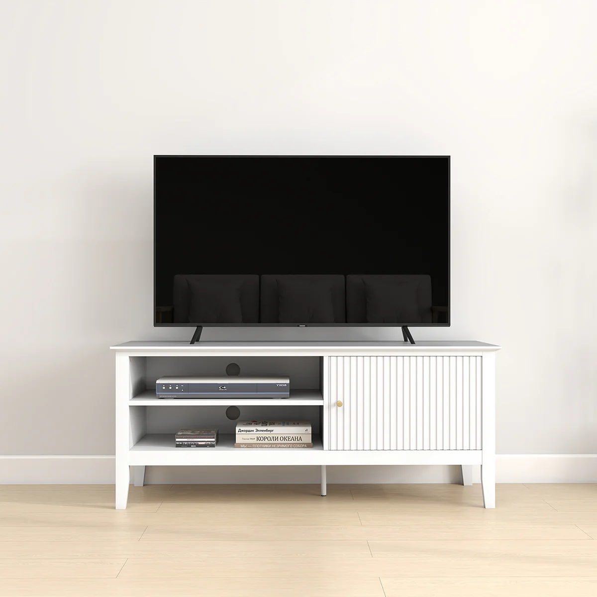 Large White Wooden Tv Cabinet - Hales White Range - Image 3