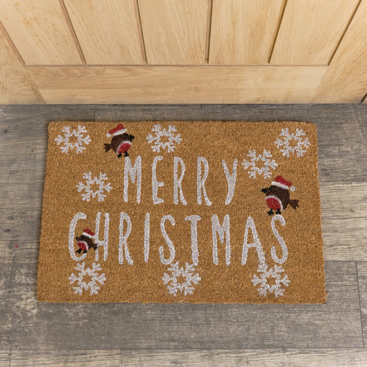 Merry Christmas Robin Detail PVC Backed Coir Doormat 60cm x 40cm - Image 3