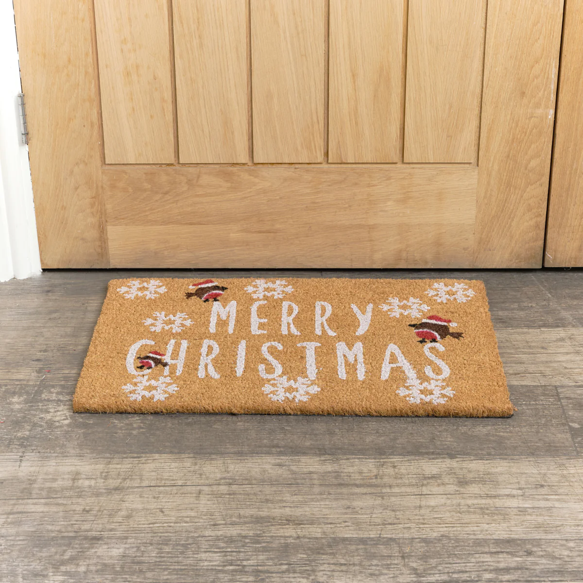 Merry Christmas Robin Detail PVC Backed Coir Doormat 60cm x 40cm - Image 4