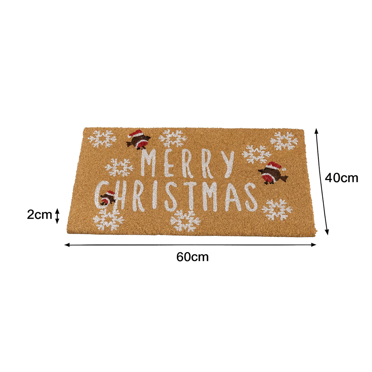 Merry Christmas Robin Detail PVC Backed Coir Doormat 60cm x 40cm - Image 5