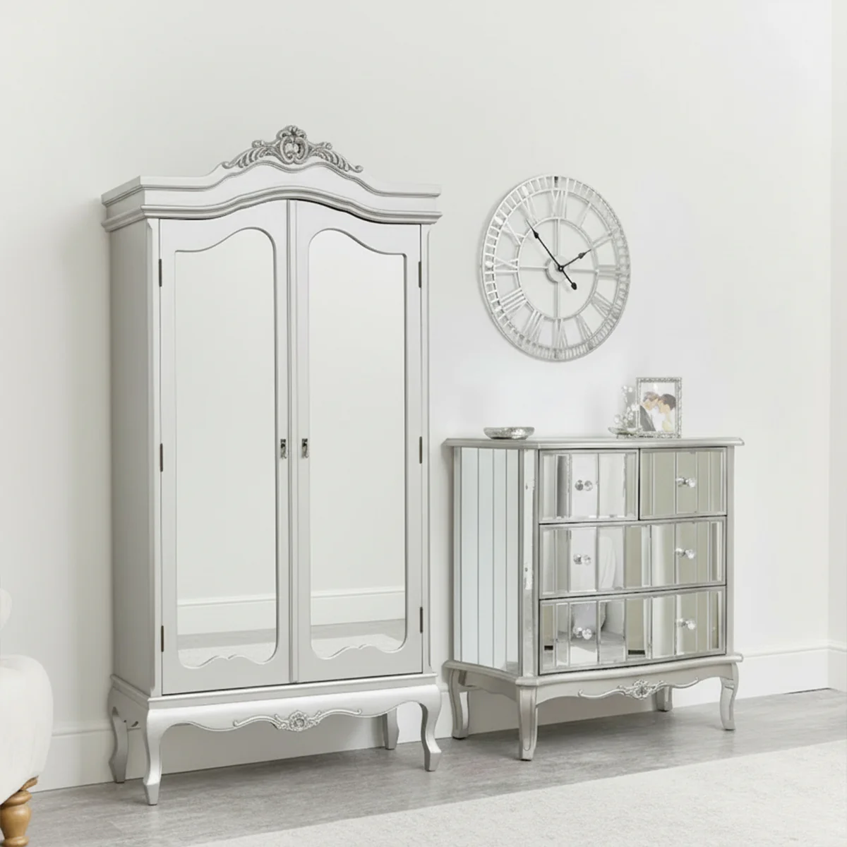 Mirrored Wardrobe & Chest of Drawers - Tiffany Range