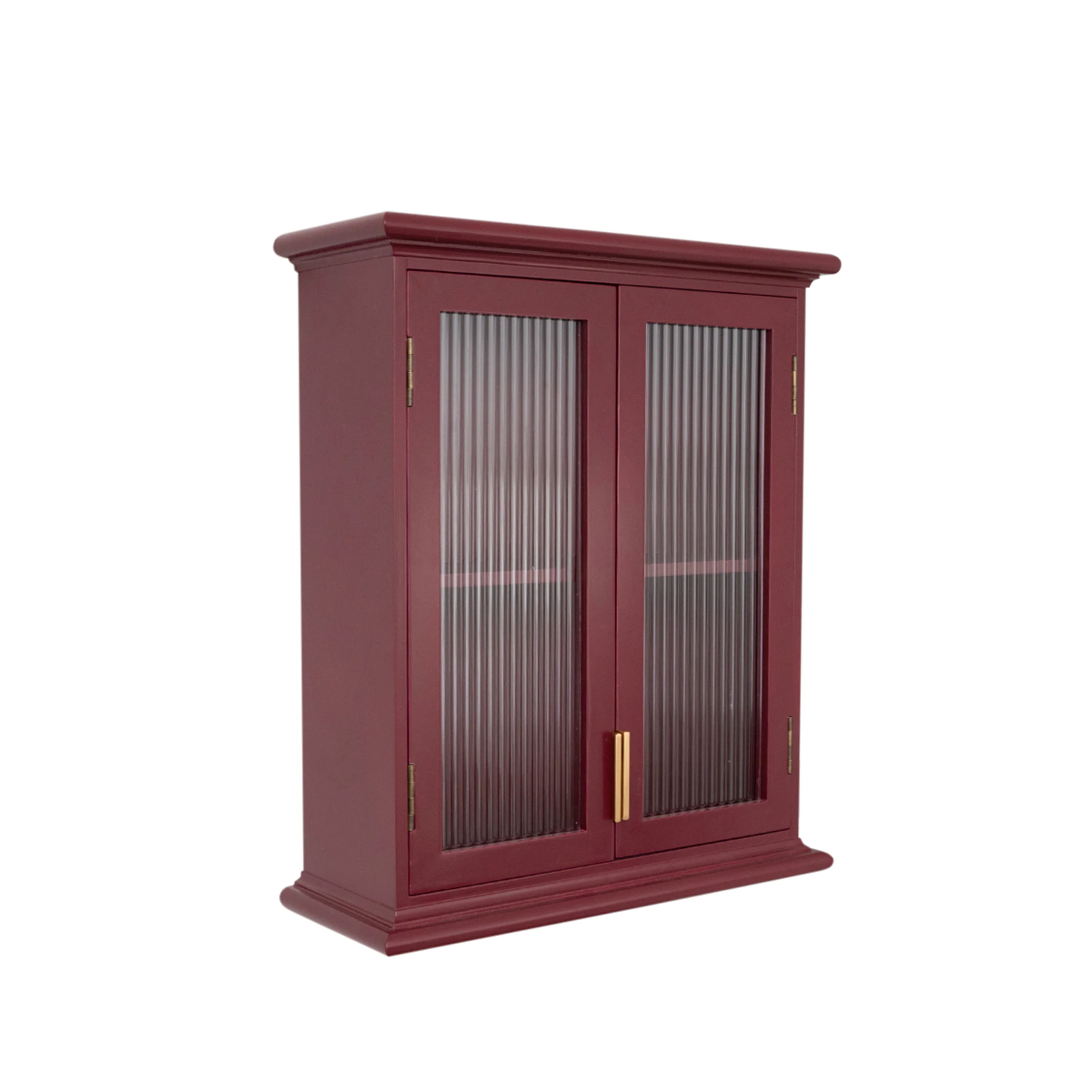 Mulberry Red Reeded Glass Wall Cabinet - Image 10
