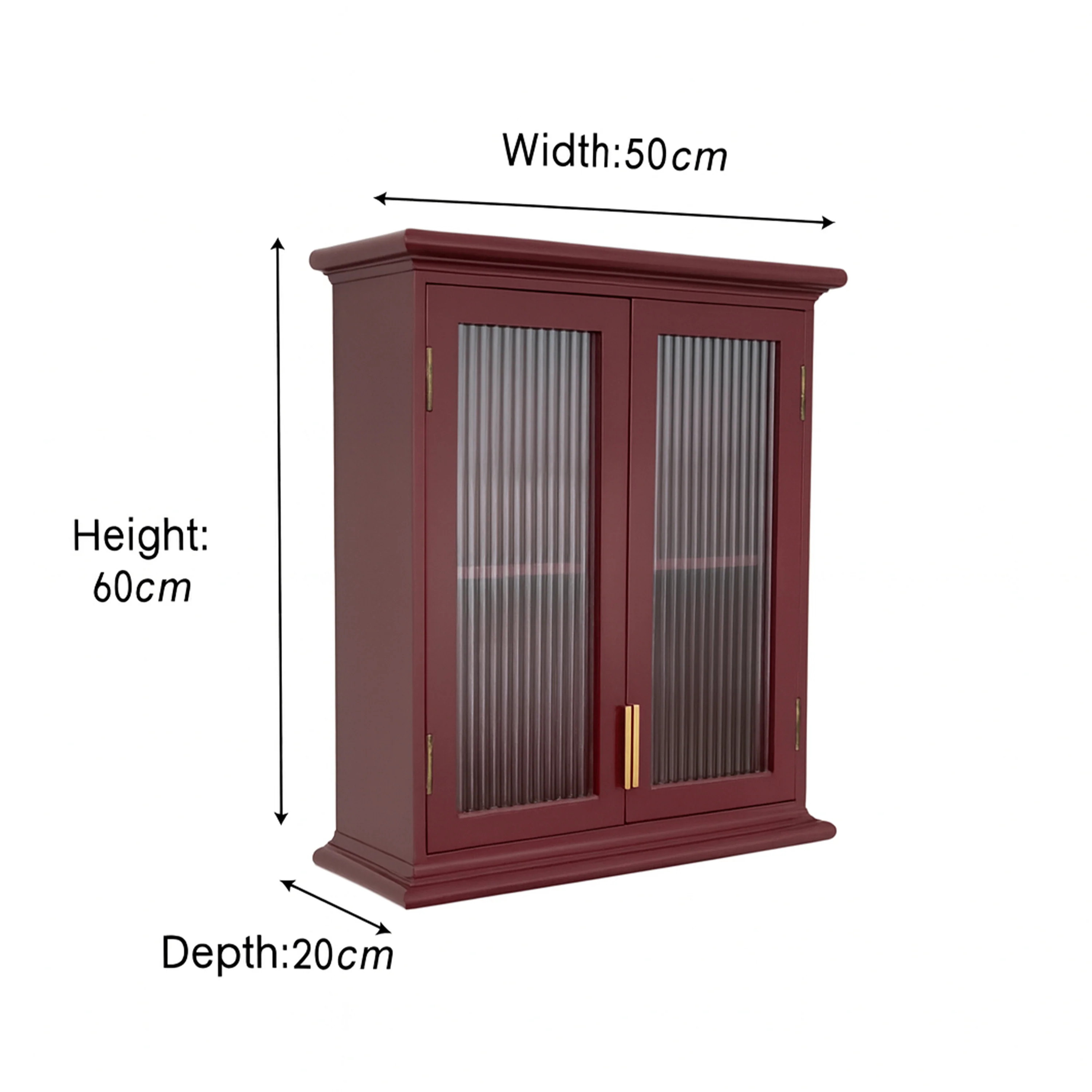 Mulberry Red Reeded Glass Wall Cabinet - Image 9
