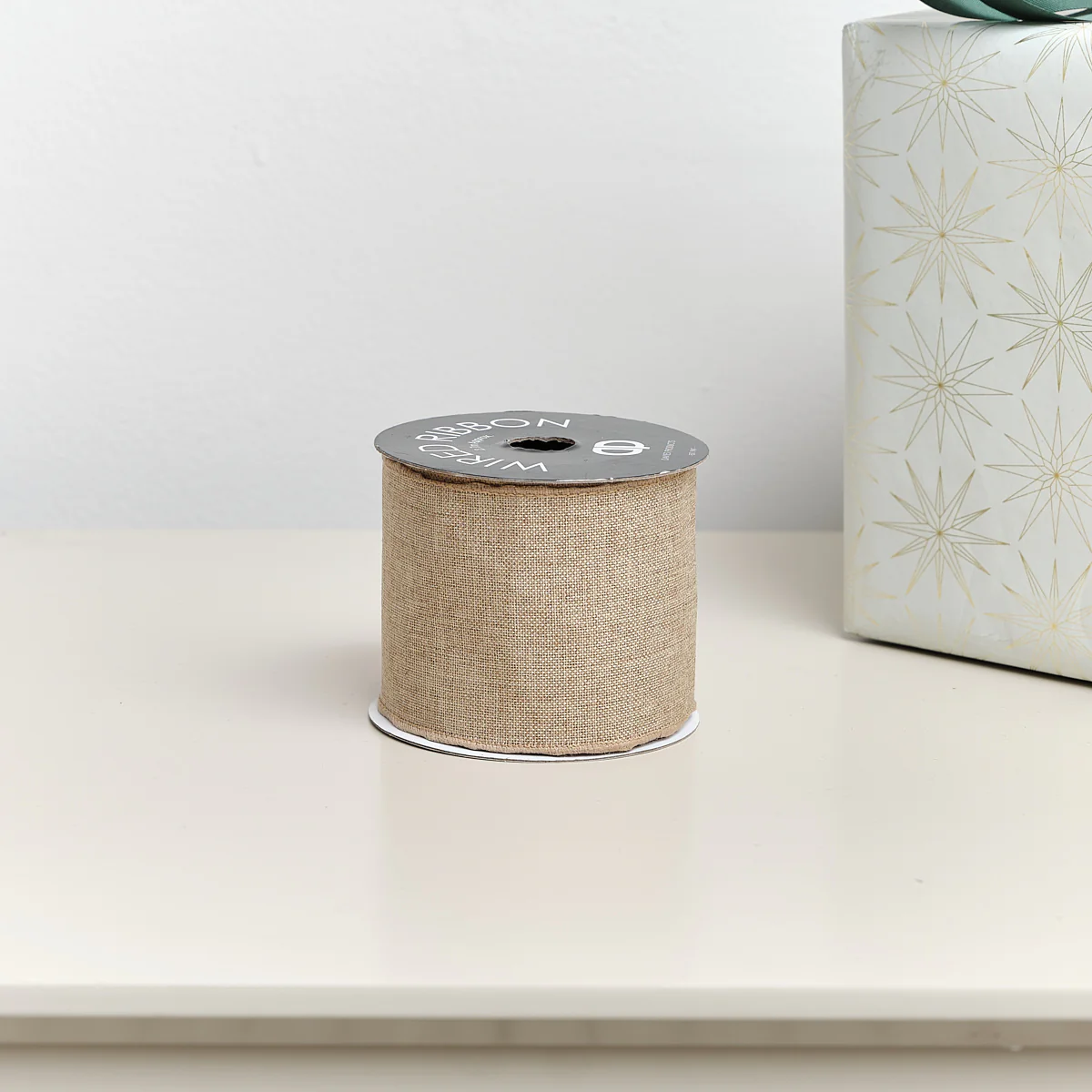 Natural Linen Hessian Look Wired Ribbon 2.7m - Image 4