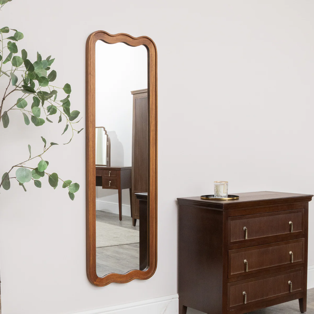 Natural Wood Wavy Edge Full Length Wall & Leaner Mirror - 47cm x 142cm - Image 4