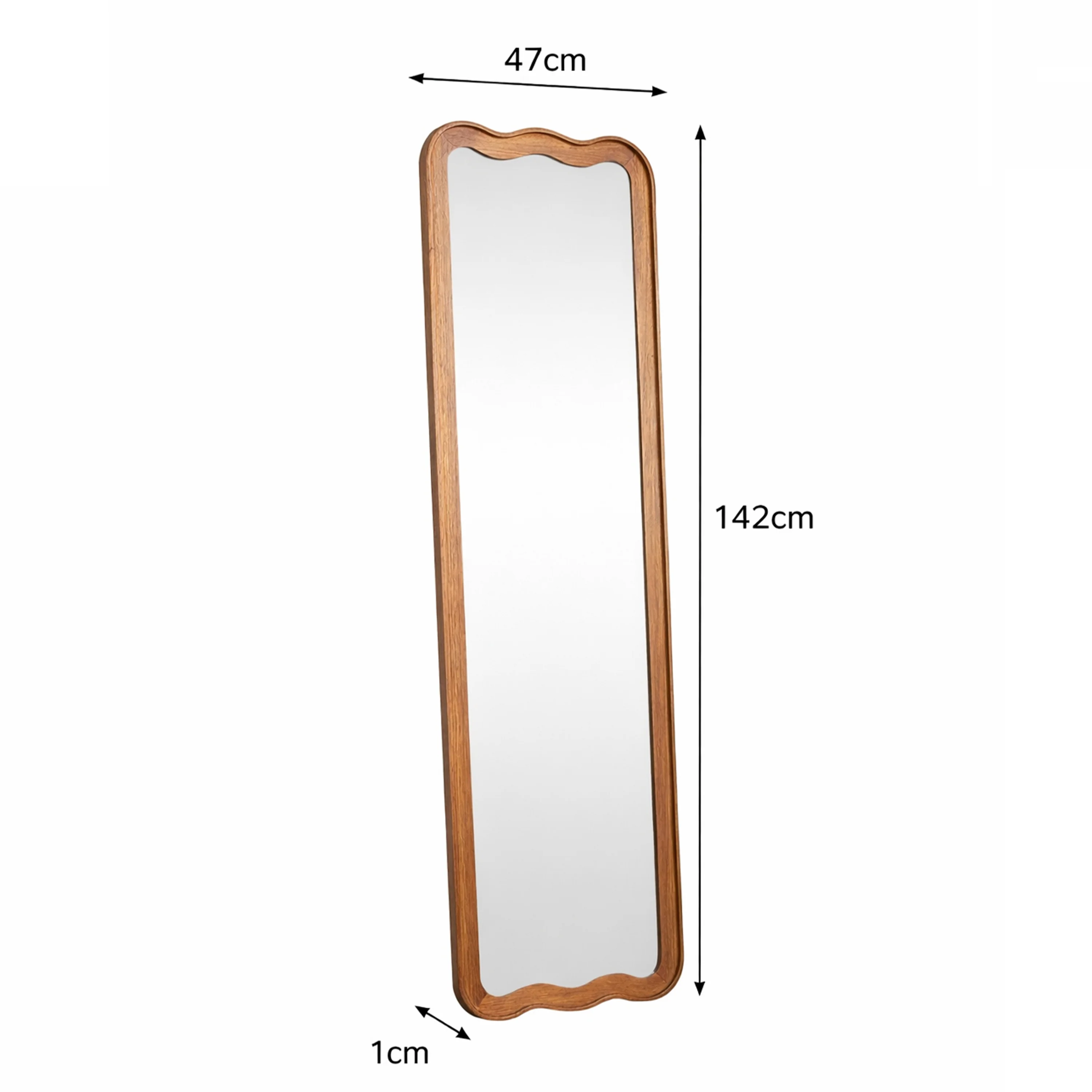 Natural Wood Wavy Edge Full Length Wall & Leaner Mirror - 47cm x 142cm - Image 9