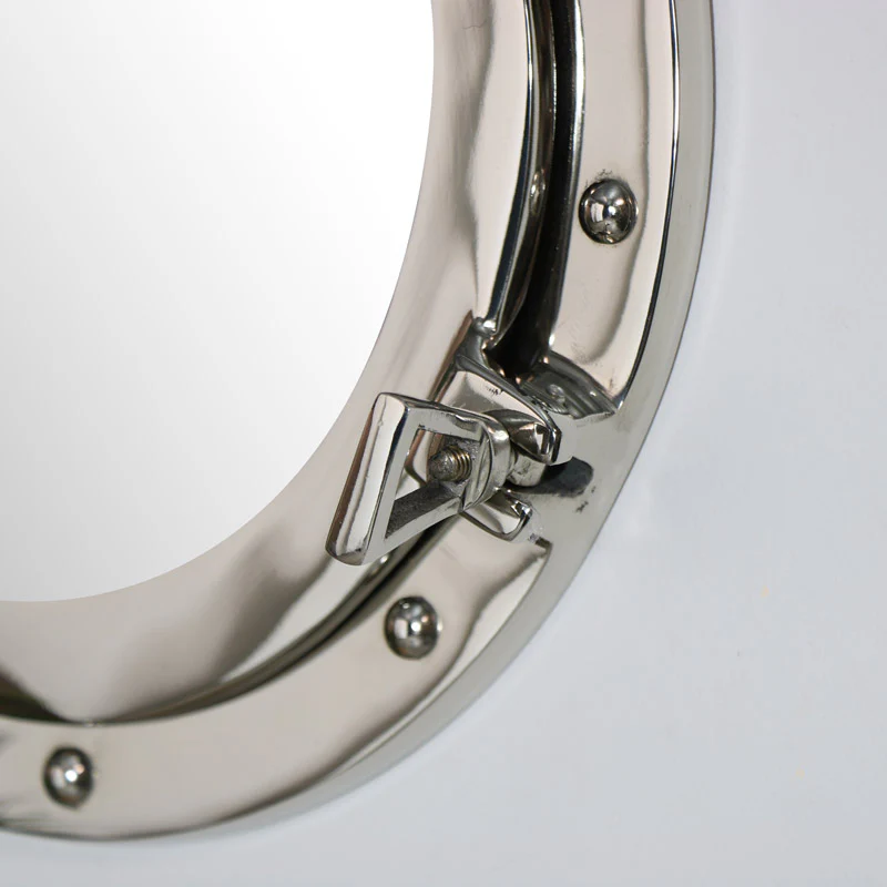 Nautical Porthole Mirror in Silver - 38cm x 38cm - Image 2