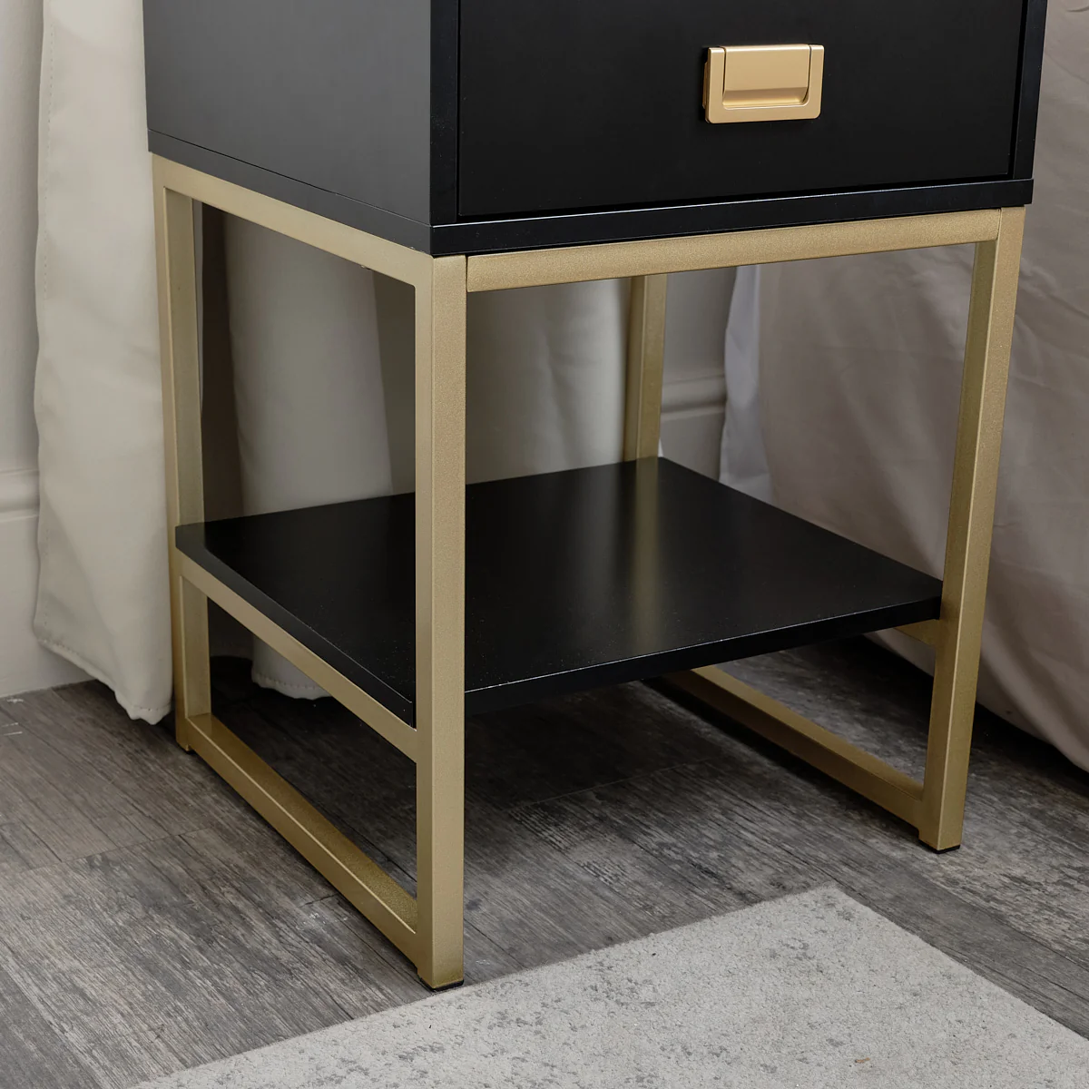 One Drawer Bedside Table - Elle Black Range - Image 5
