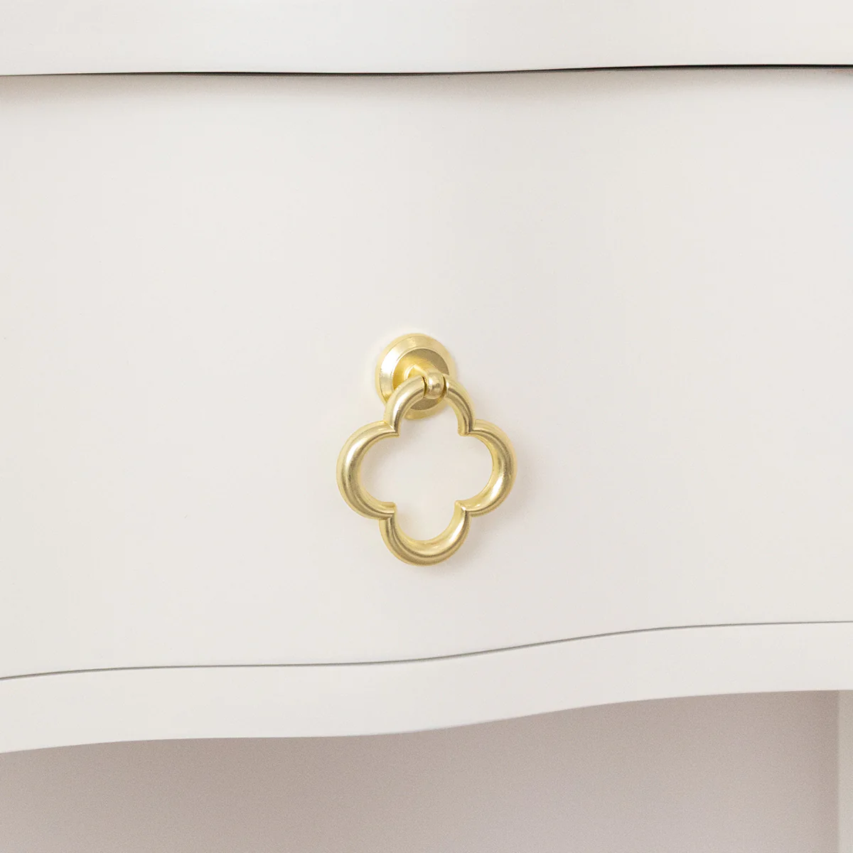 One Drawer Half Moon Console Table with Hessian & Glass Top - Austin White Range - Image 3