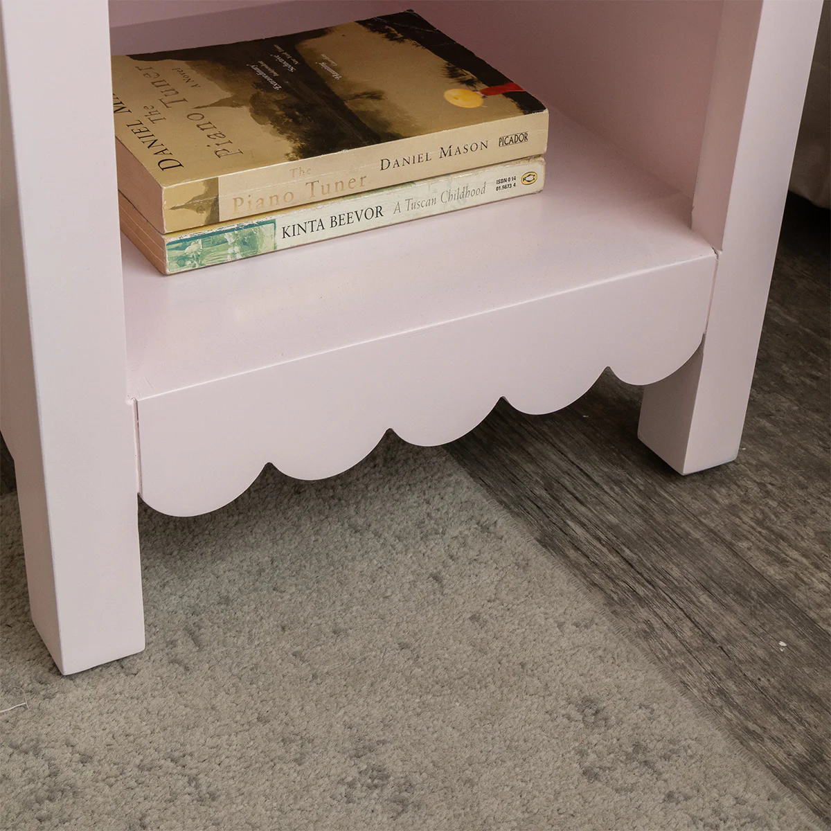One Drawer Scalloped Bedside Table - Staunton Pink Range - Image 5
