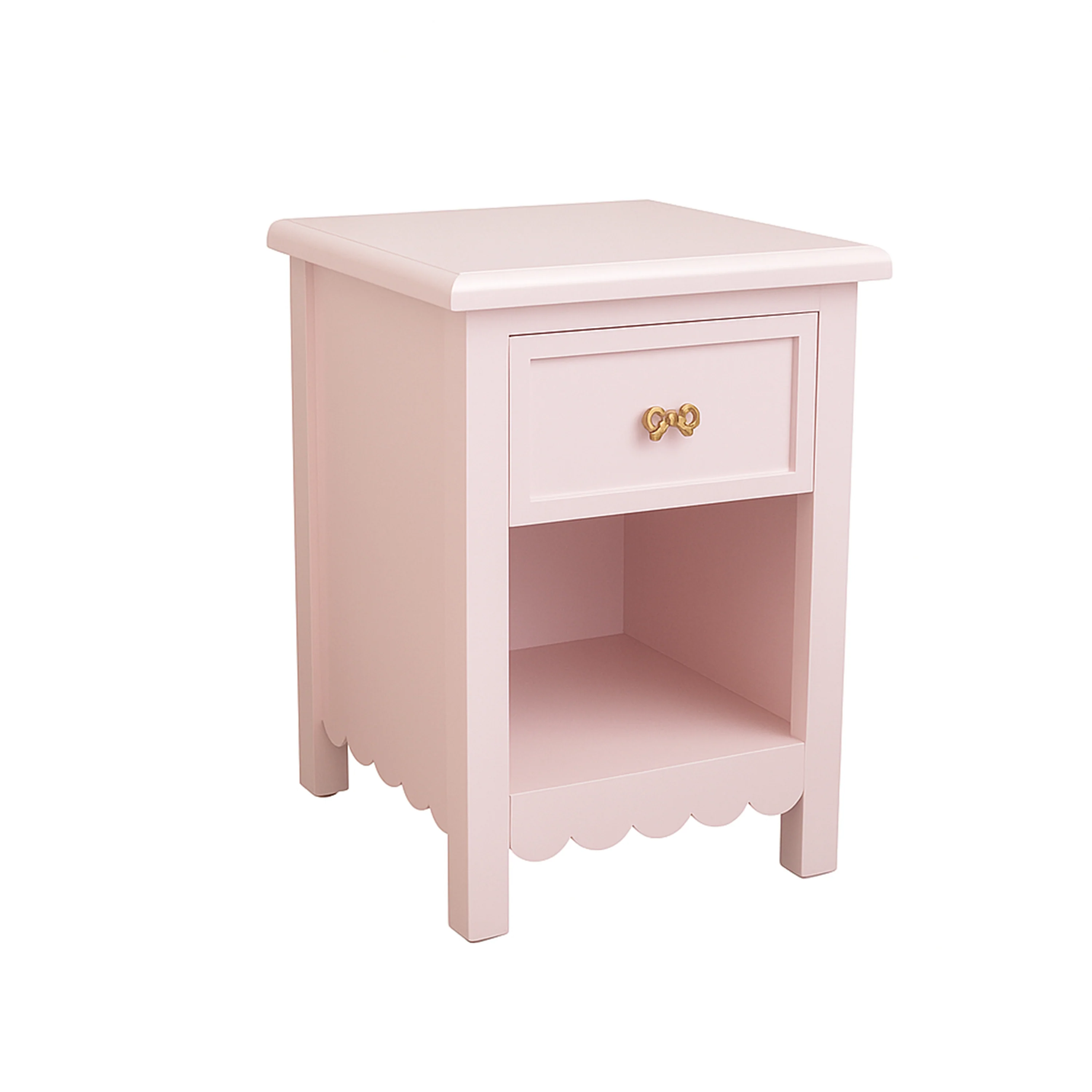 One Drawer Scalloped Bedside Table - Staunton Pink Range - Image 8