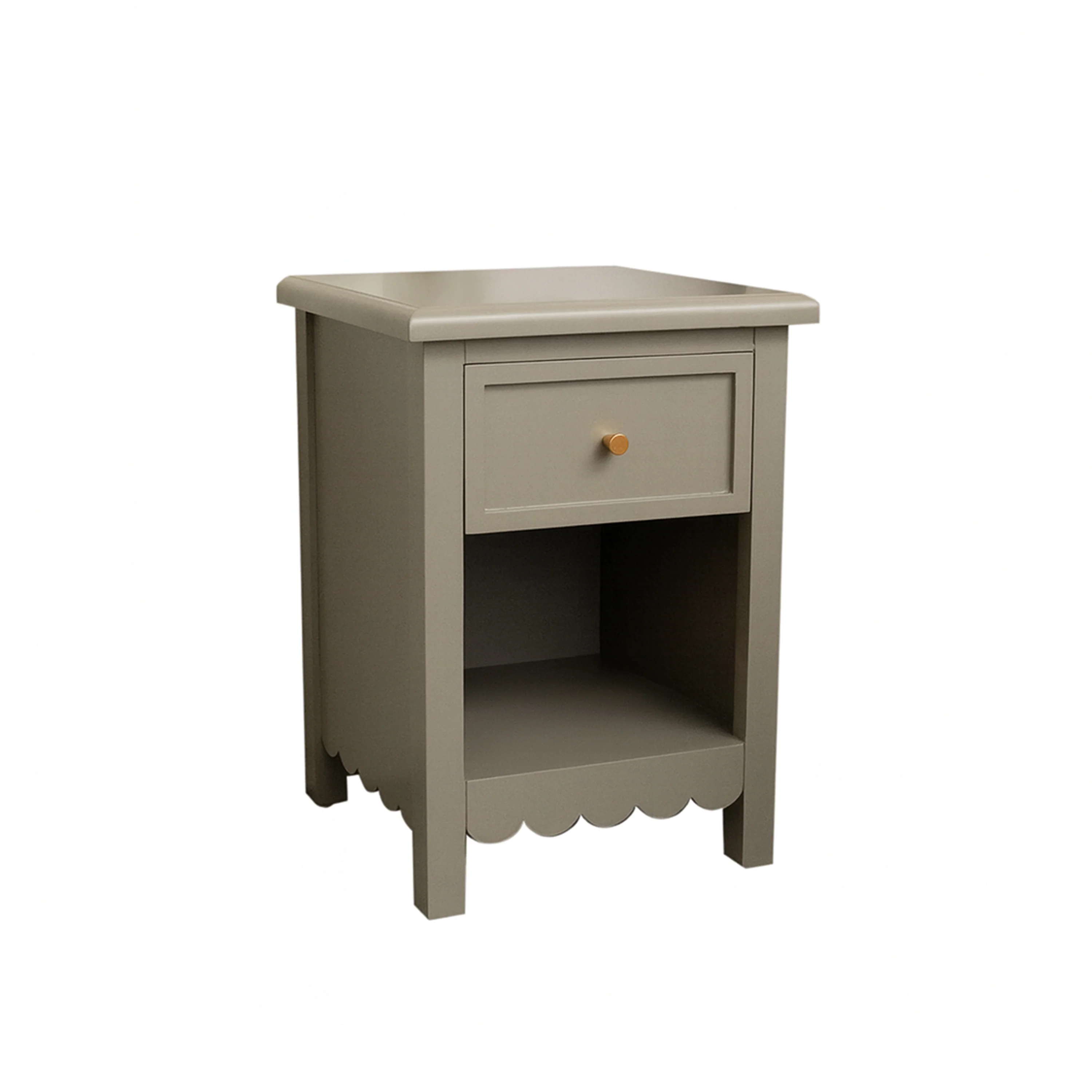 One Drawer Scalloped Bedside Table - Staunton Taupe Range - Image 8