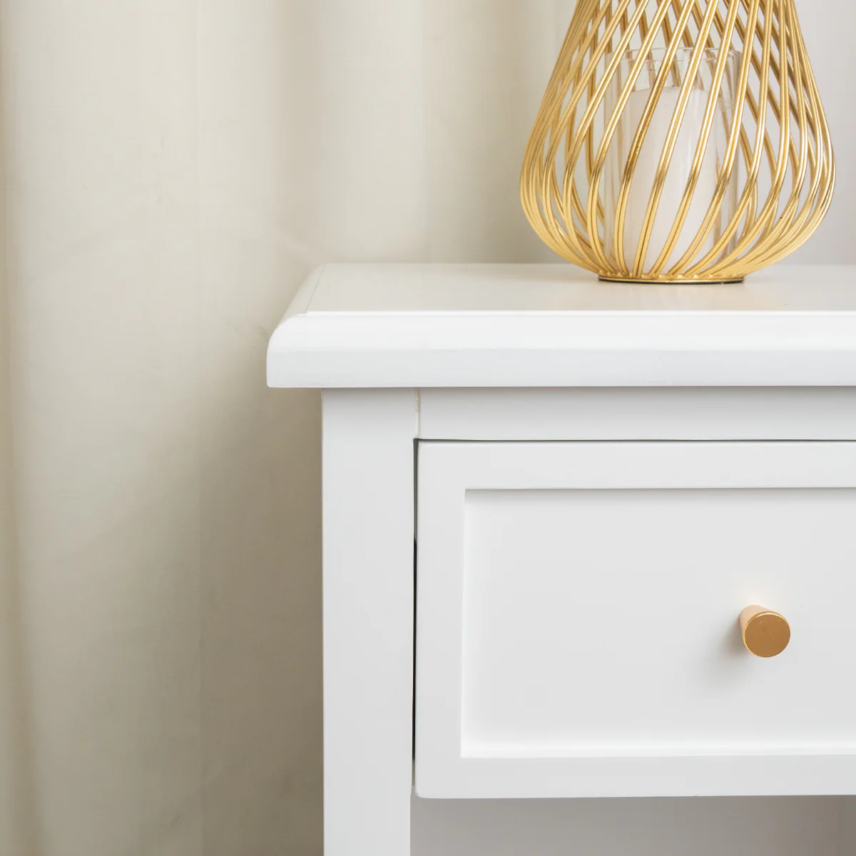 One Drawer Scalloped Bedside Table - Staunton White Range - Image 3