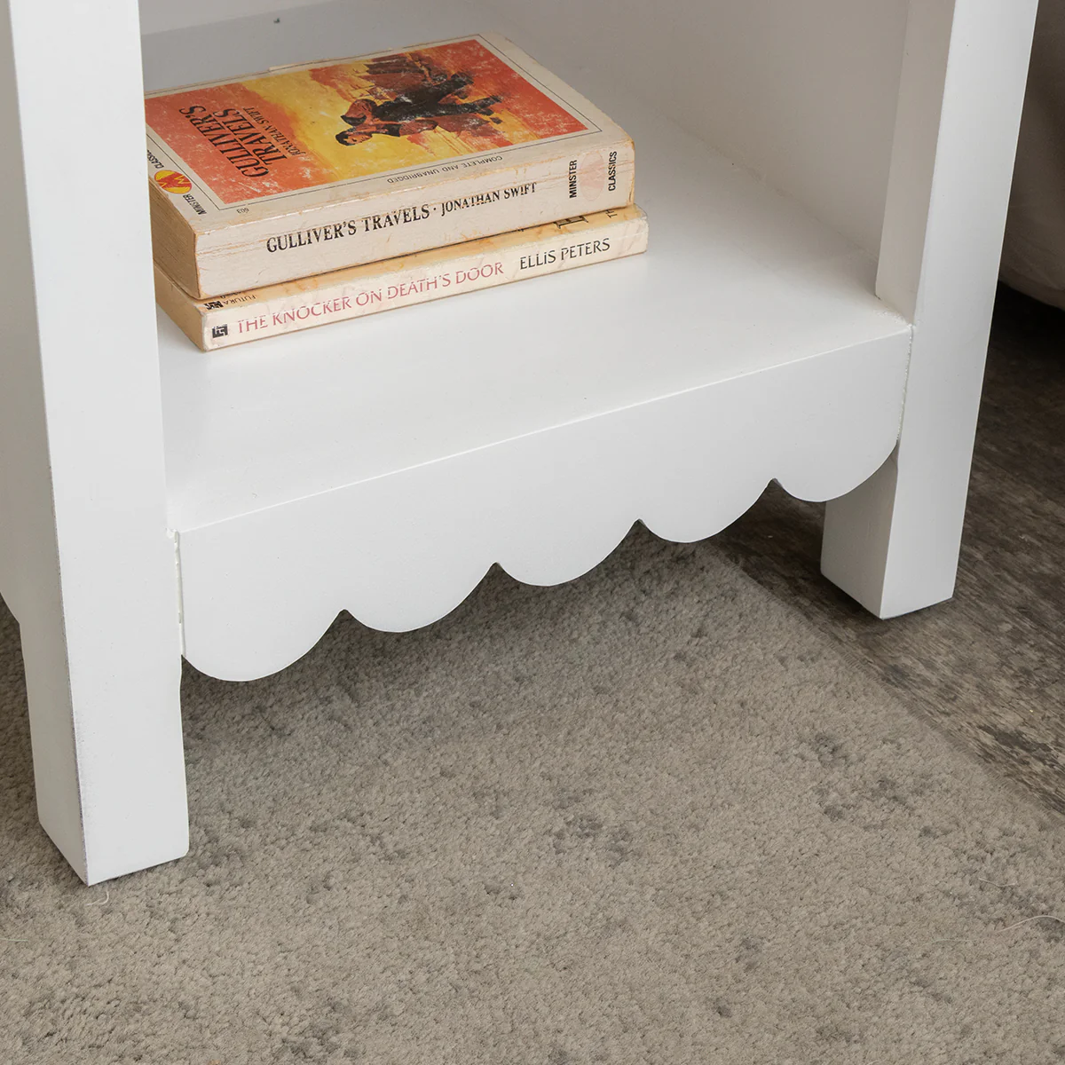 One Drawer Scalloped Bedside Table - Staunton White Range - Image 5