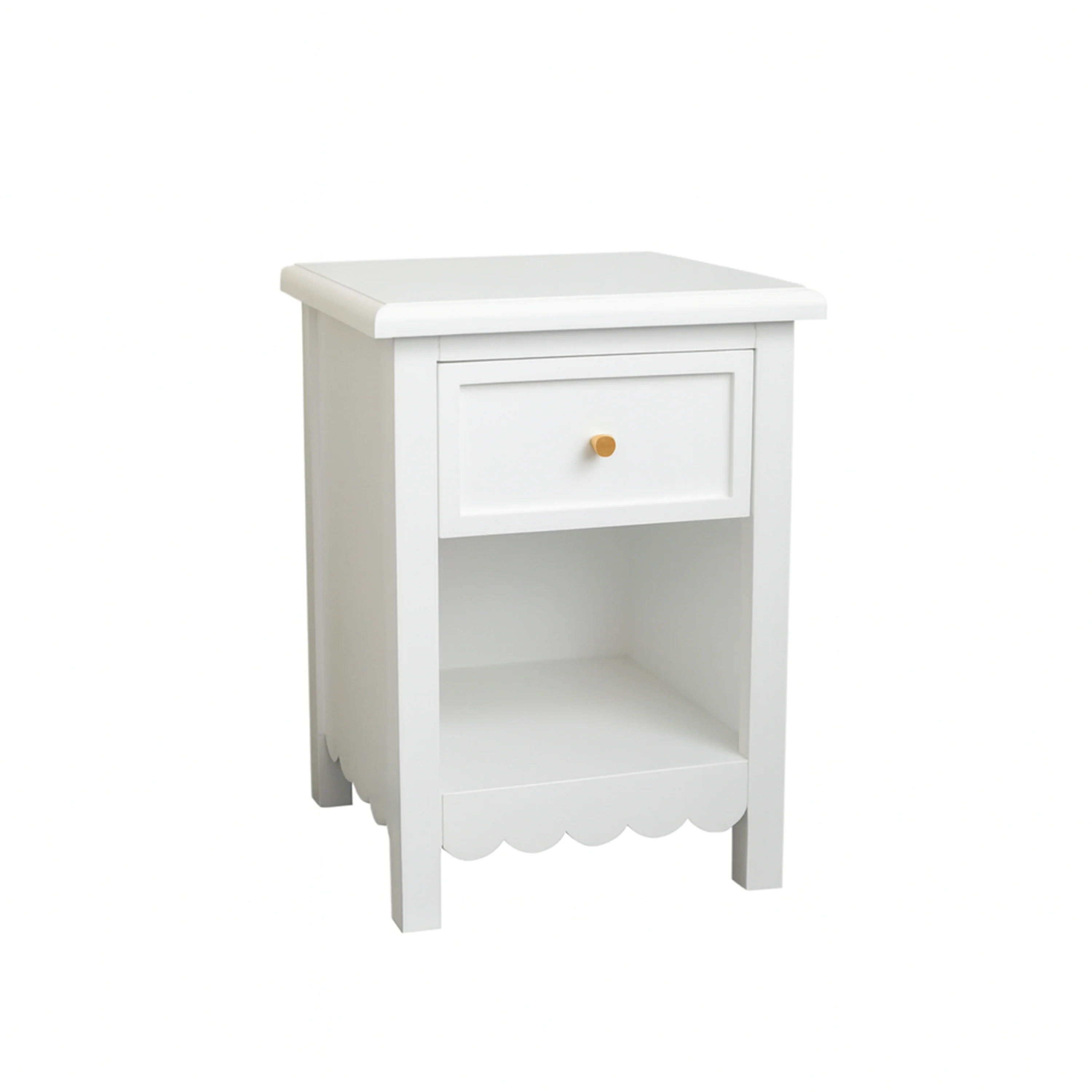 One Drawer Scalloped Bedside Table - Staunton White Range - Image 8