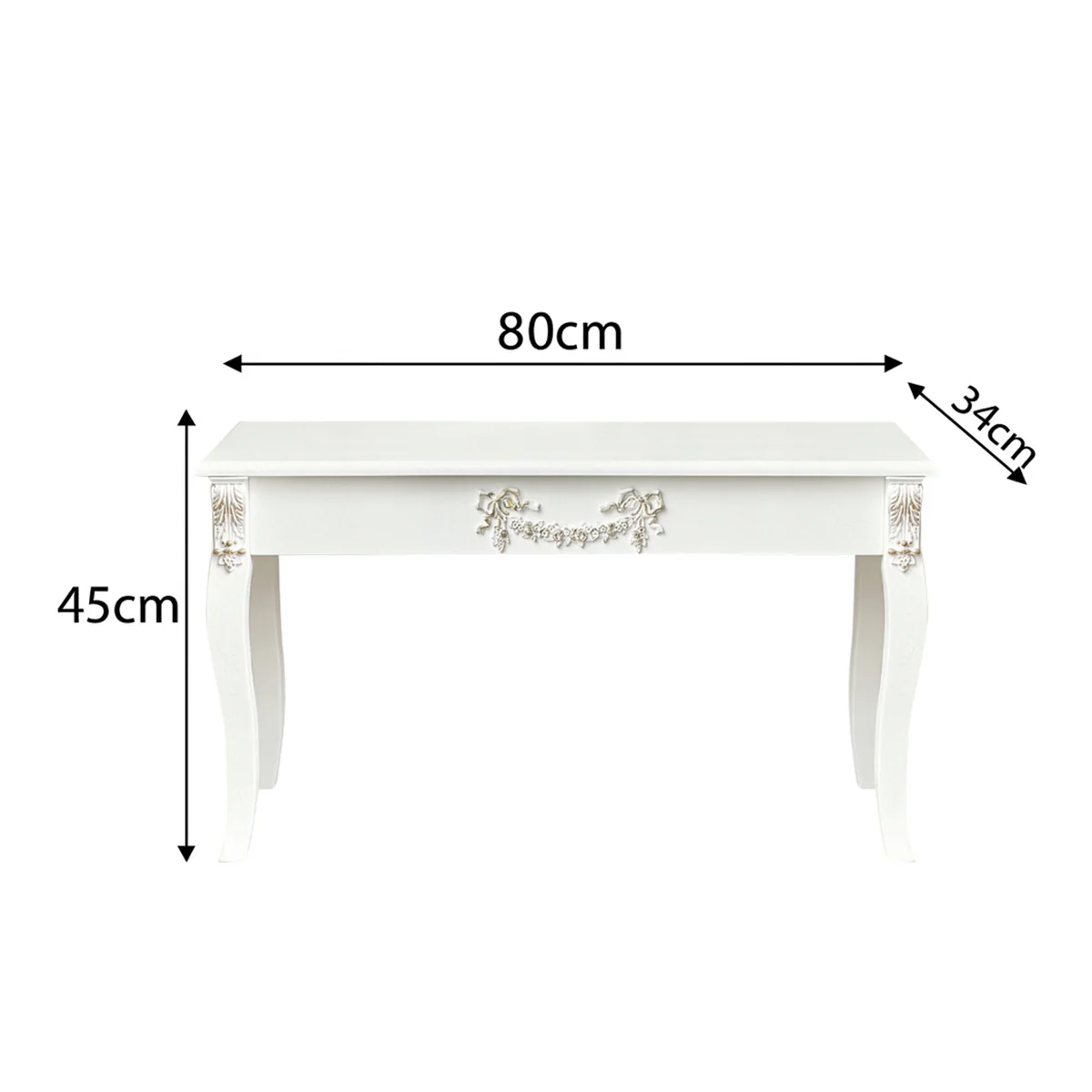 Ornate White Detailed Bench with Wooden Top - Pays Blanc Range - Image 5