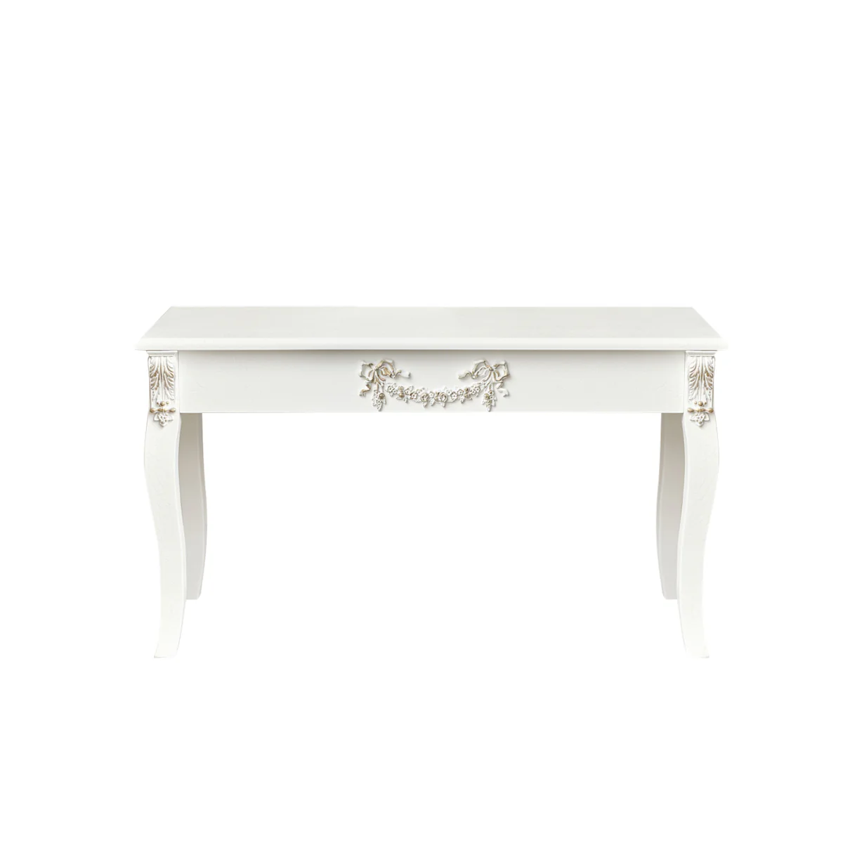 Ornate White Detailed Bench with Wooden Top - Pays Blanc Range - Image 6