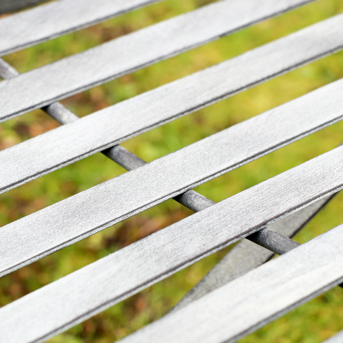 Ornate Distressed Grey Metal Garden Bench 98cm x 114cm - Image 4
