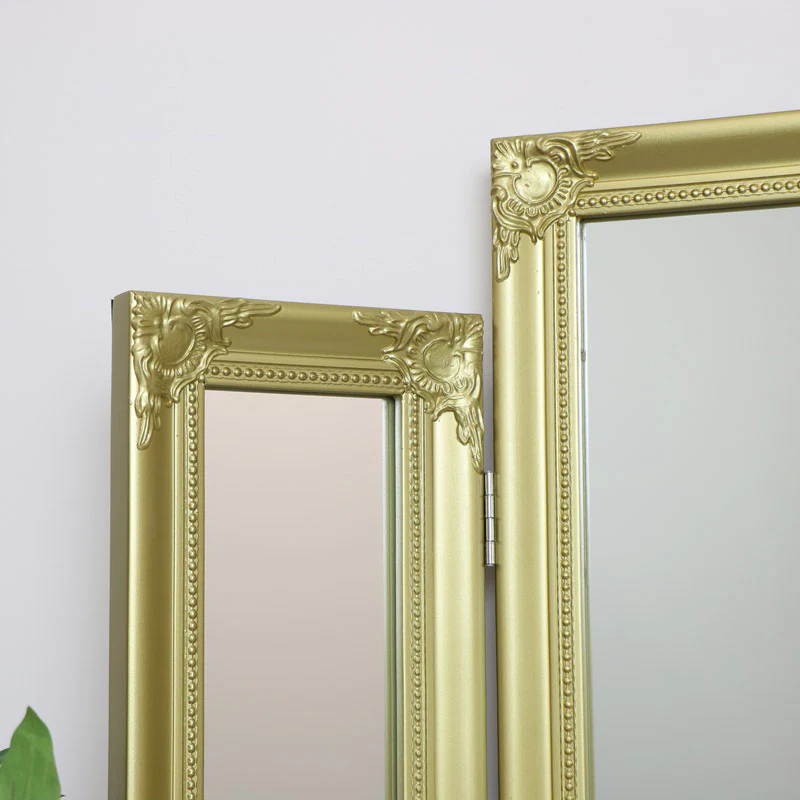 Ornate Gold Triple Dressing Table Mirror 55cm x 74cm - Image 3