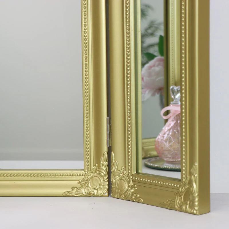 Ornate Gold Triple Dressing Table Mirror 55cm x 74cm - Image 4