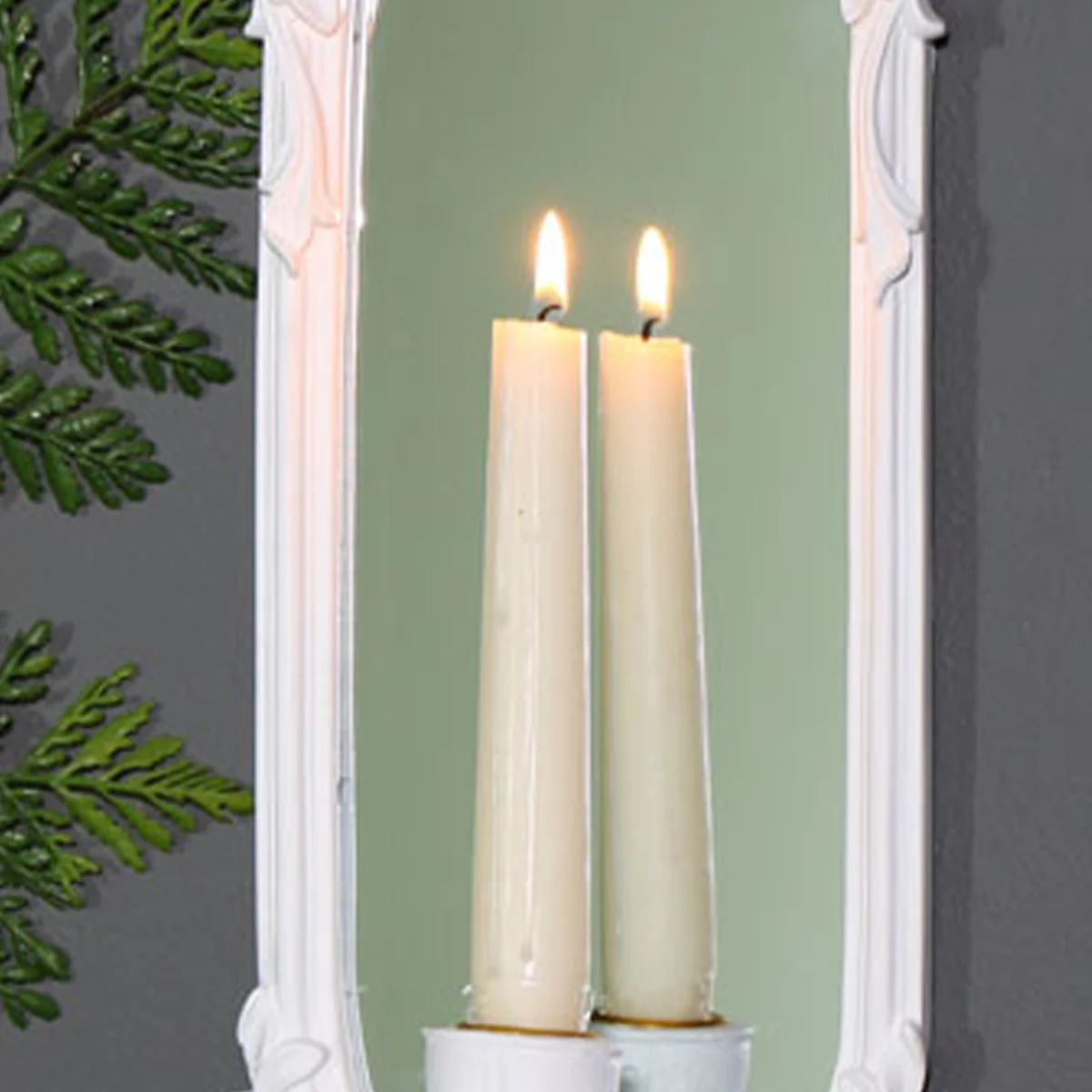 Ornate White Wall Mirror Candle Holder Sconce - Image 4