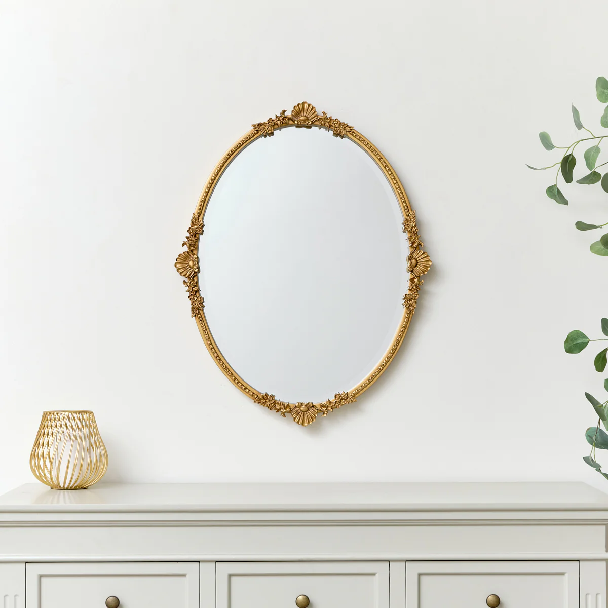 Oval Gold Ornate Wall Mirror 70cm x 56cm - Image 3