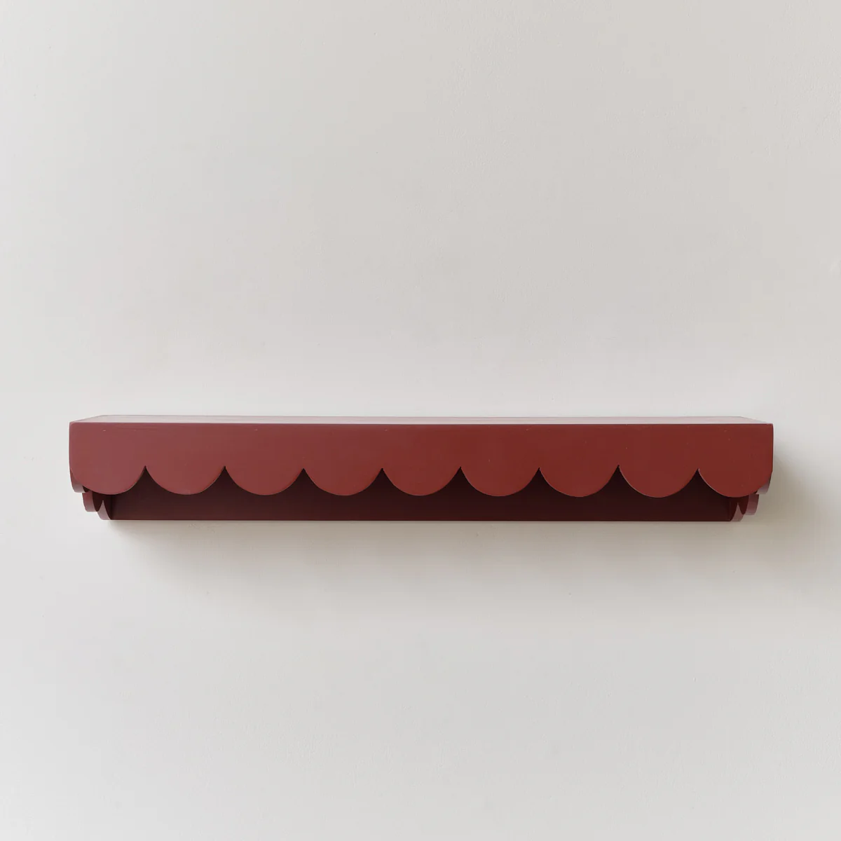 Large Oxblood Dark Red Scalloped Wall Storage Shelf - 61cm - Image 5
