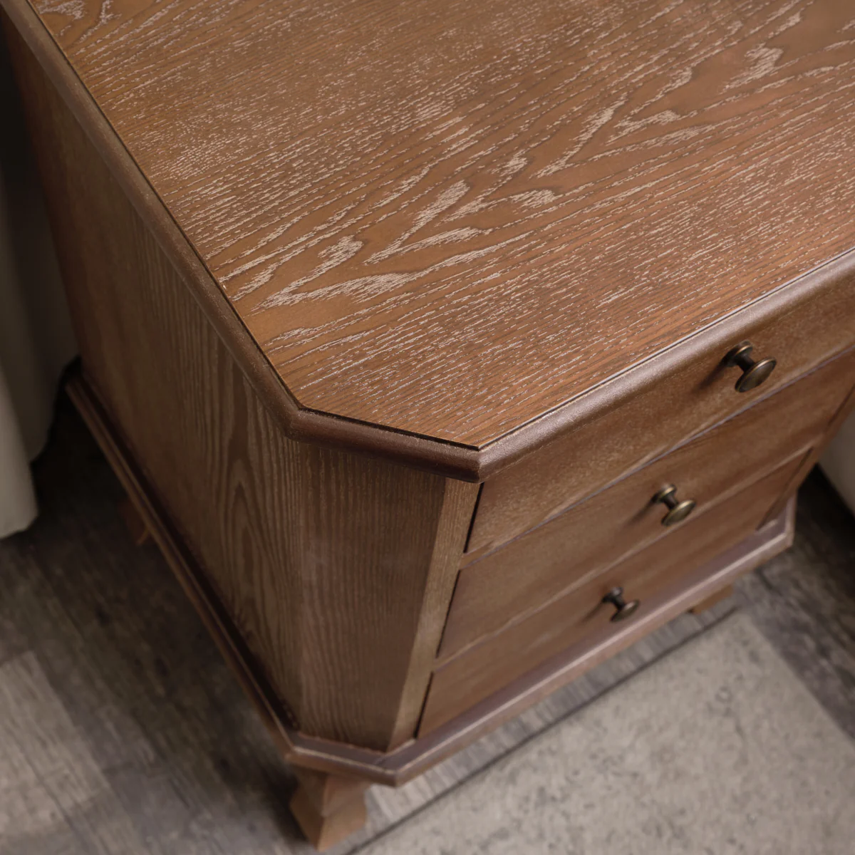Pair Of 2 Dark Wood 3 Drawer Bedside Tables - Ashwell Range - Image 5