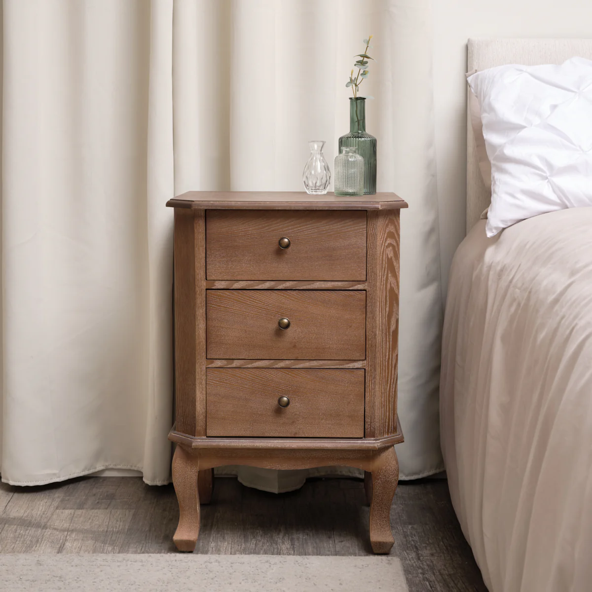 Pair Of 2 Dark Wood 3 Drawer Bedside Tables - Ashwell Range - Image 7