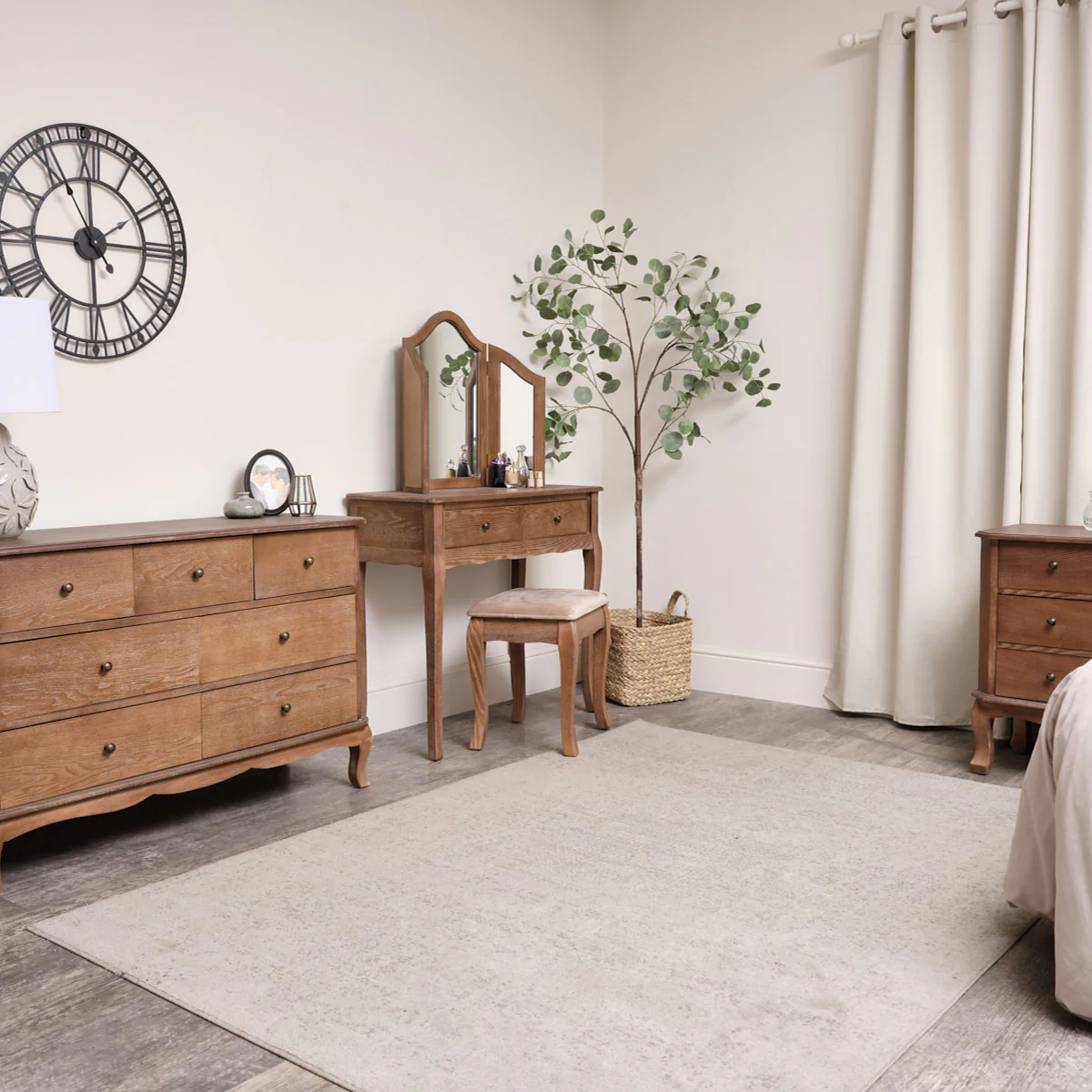 Pair Of 2 Dark Wood 3 Drawer Bedside Tables - Ashwell Range - Image 8