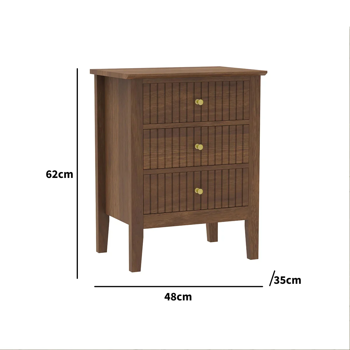 Pair of 3 Drawer Bedside Tables - Hales Dark Wood Range - Image 5