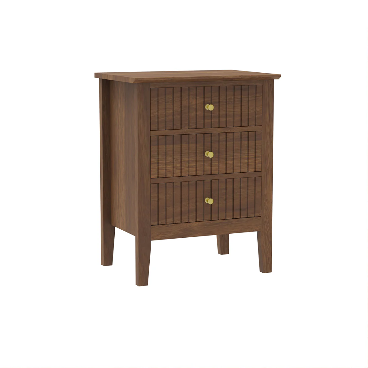 Pair of 3 Drawer Bedside Tables - Hales Dark Wood Range - Image 6