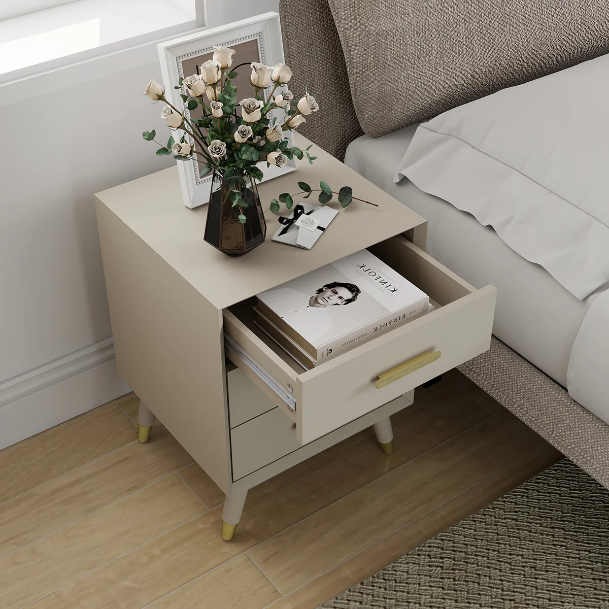 Pair of 3 Drawer Bedside Tables - Oslo Taupe Range - Image 3