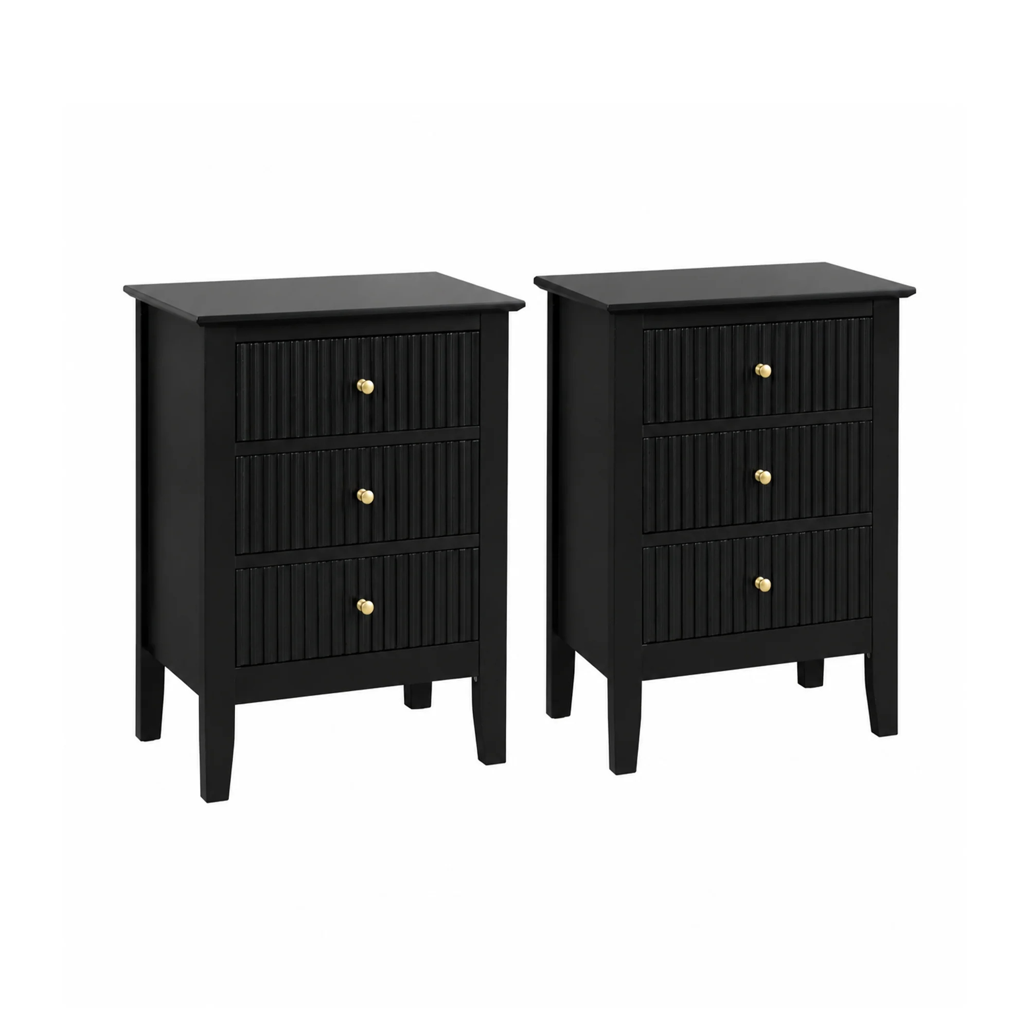 Pair of 3 Drawer Bedside Tables - Hales Black Range - Image 8