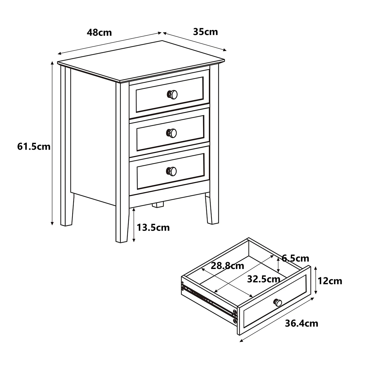 Pair of 3 Drawer Bedside Tables - Rowley White Range - Image 5