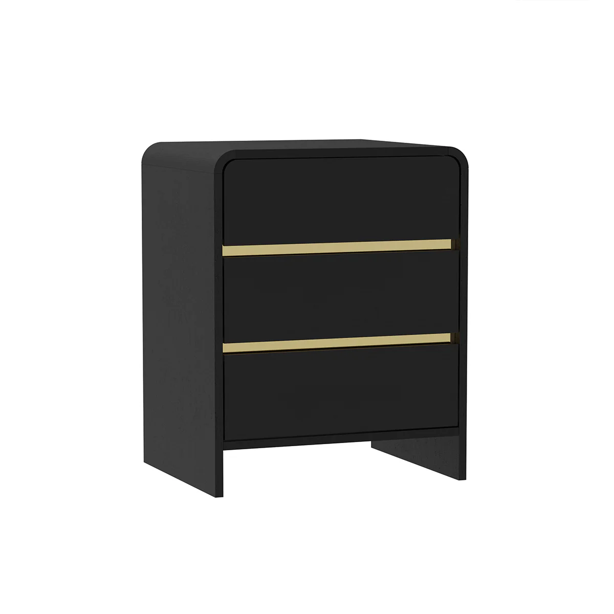 Pair of Black 3 Drawer Bedside Tables - Meridian Black Range - Image 6
