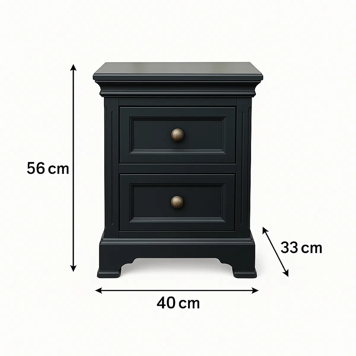 Pair of Navy Black Two Drawer Bedside Tables - Daventry Navy Black Range - Image 5