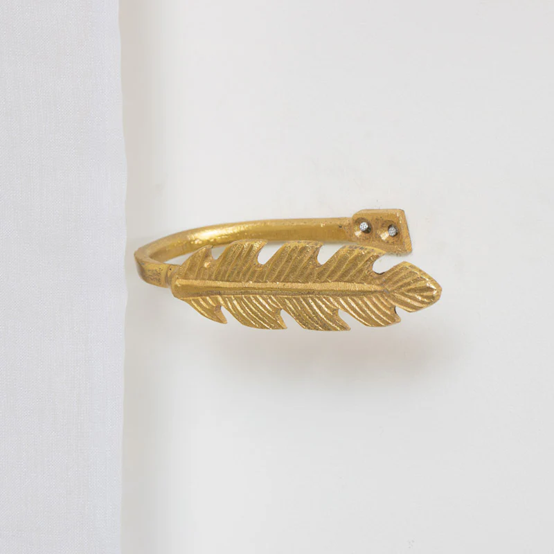 Pair of Gold Feather Curtain Holdbacks - Image 3