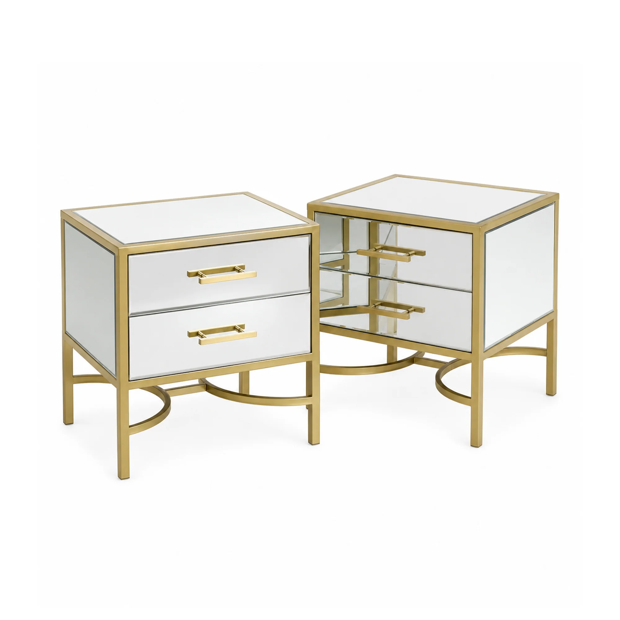 Pair of Gold Mirrored Bedside / Occasional Tables - Venus Range - Image 6
