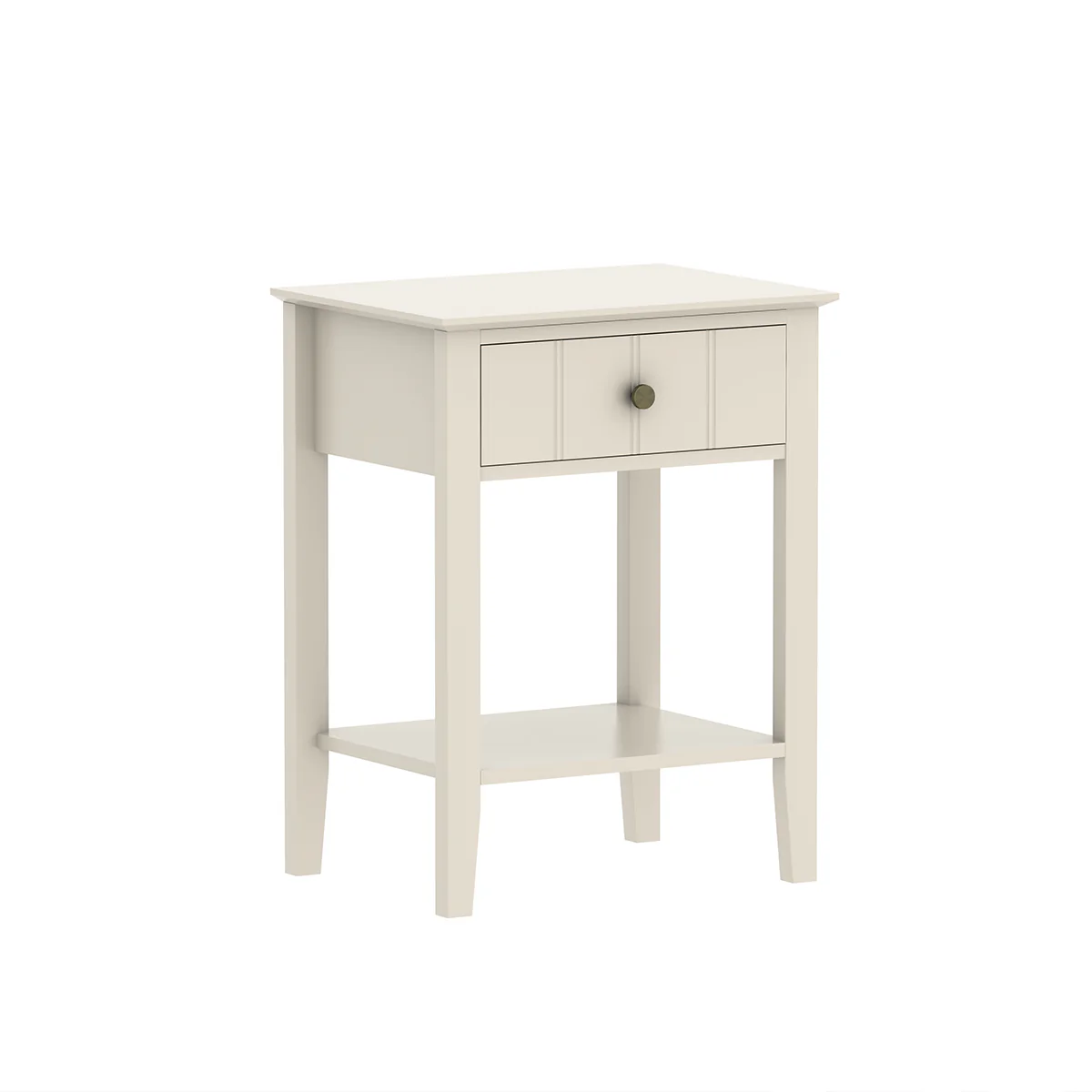 Pair Of Ivory One Drawer Bedside Tables with Shelf - Padstowe Ivory Range - Image 6