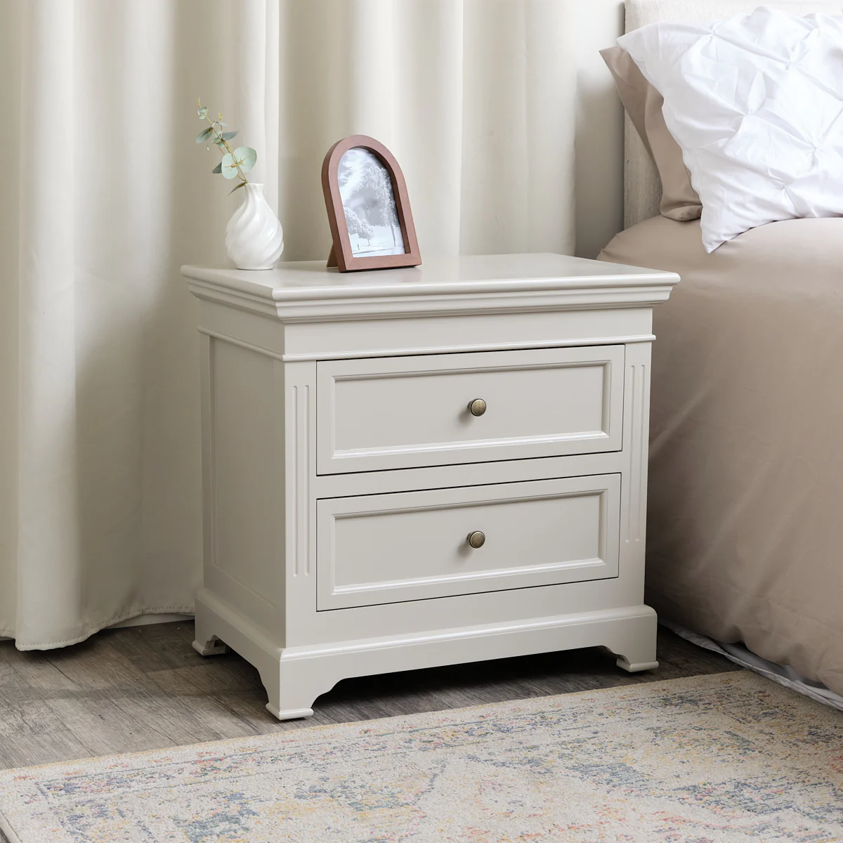 Pair Of Large Taupe-Grey Two Drawer Bedside Tables - Daventry Taupe-Grey Range - Image 3