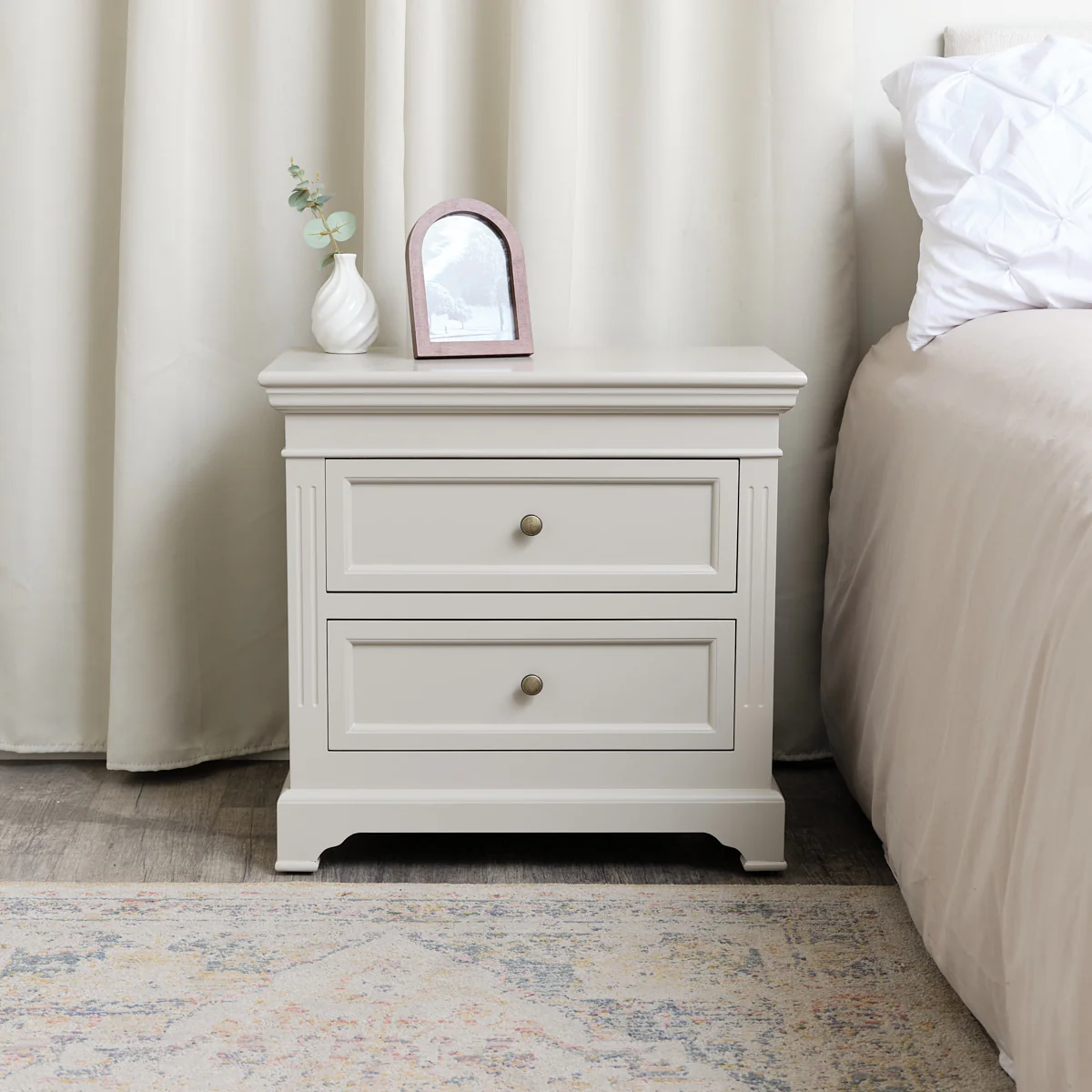 Pair Of Large Taupe-Grey Two Drawer Bedside Tables - Daventry Taupe-Grey Range - Image 4