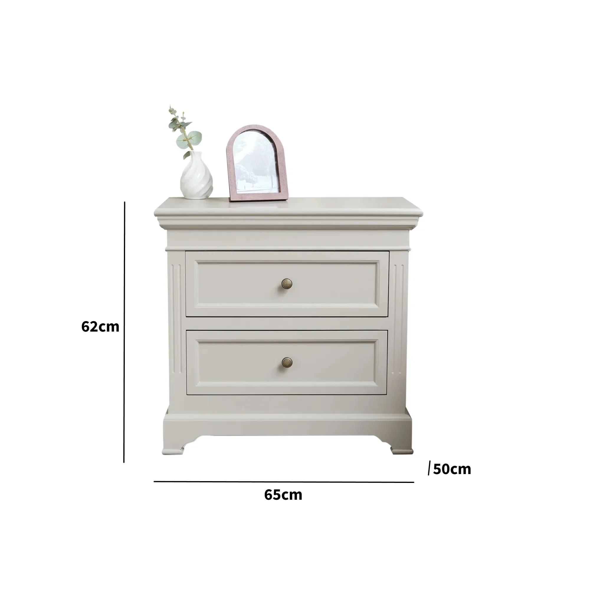 Pair Of Large Taupe-Grey Two Drawer Bedside Tables - Daventry Taupe-Grey Range - Image 5