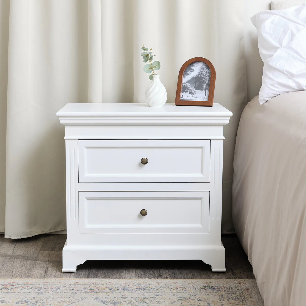Pair Of Large White Two Drawer Bedside Tables - Daventry White Range - Image 3